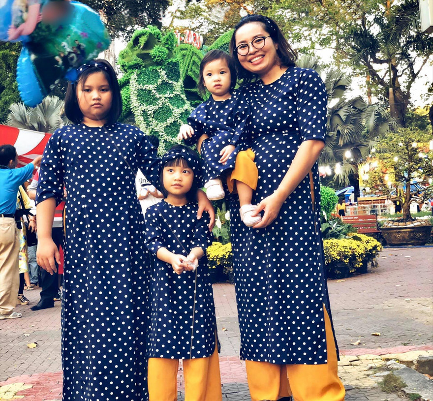 Chị Kim Thoa một mình nuôi ba con nhỏ 