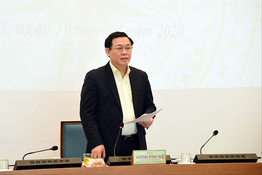 Bí thư Thành ủy Hà Nội Vương Đình Huệ kết luận cuộc họp chiều 16/4