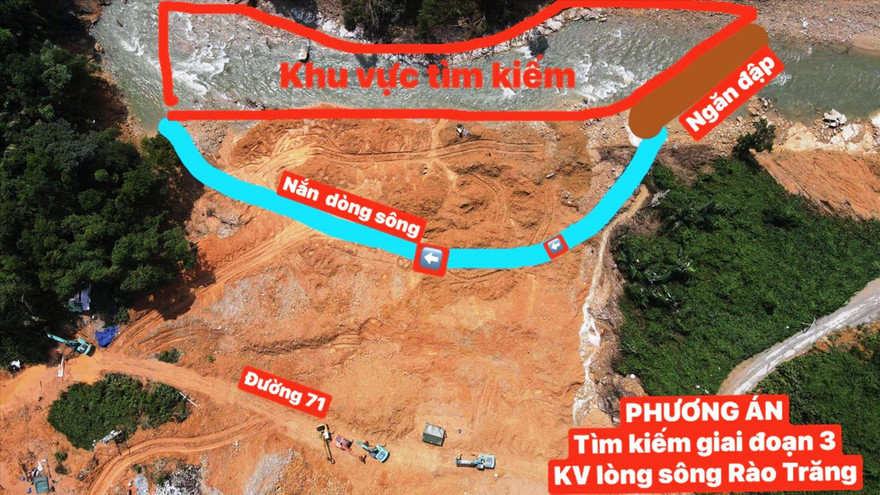 Khu vực được xác định, khoanh vùng tìm kiếm trong giai đoạn 3 ở Rào Trăng 3 dự kiến triển khai từ ngày 17/11 