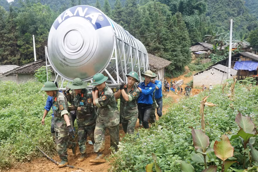 ĐVTN Học viện Kỹ thuật Quân sự tham gia xây dựng nông thôn mới tại Cao Bằng trong Chiến dịch Thanh niên tình nguyện Hè 2019