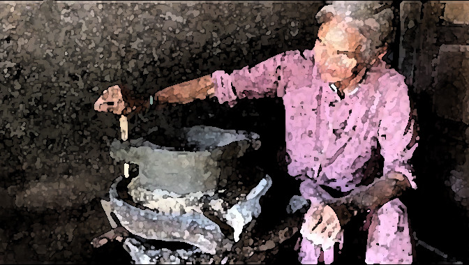 Cối đá ngày mưa