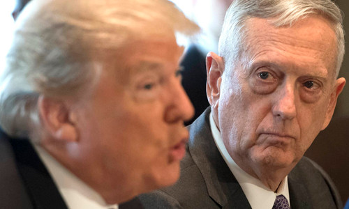 Bộ trưởng Quốc phòng Mỹ James Mattis (phải) sẽ rời chức vụ vào cuối tháng 2 năm sau ảnh: Daily Beast