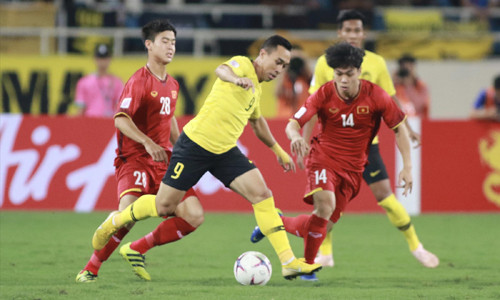Các cầu thủ Malaysia sẽ không dễ để ĐTVN vượt qua như ở trận thua 0-2 trên sân Mỹ Đình ở vòng bảng ảnh: VSI  