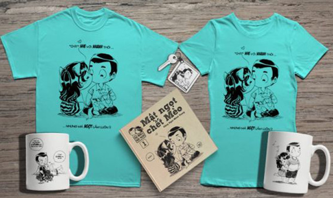 “Mật ngọt chết mèo” tặng kèm cốc và áo.