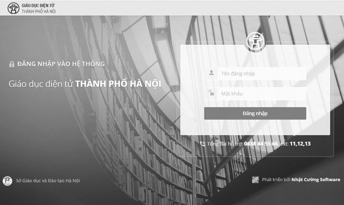 Giao diện phần mềm hệ thống giáo dục điện tử Hà Nội vừa thay thế.