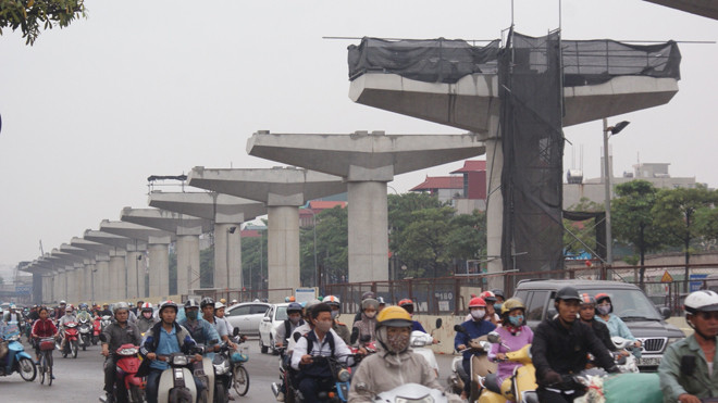 Dự án đường sắt trên cao Nhổn- Ga Hà Nội. Ảnh: ĐH.