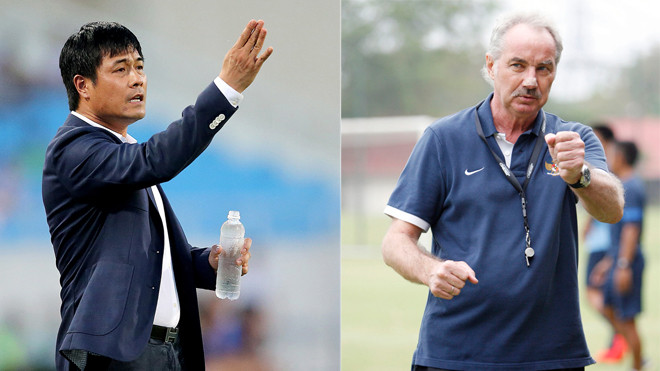 HLV Hữu Thắng và ông A. Riedl.