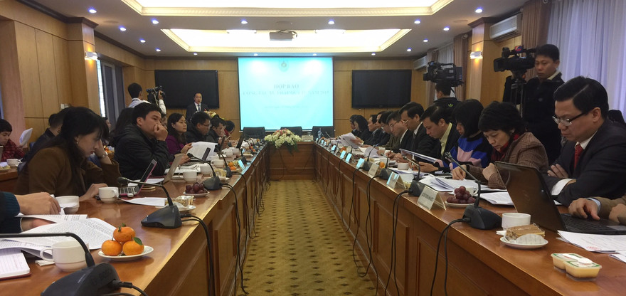 Quang cảnh buổi họp báo. Ảnh: BT