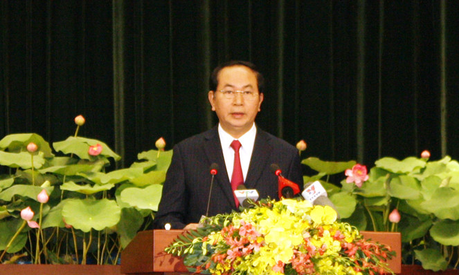 Chủ tịch nước Trần Đại Quang phát biểu tại lễ kỷ niệm.