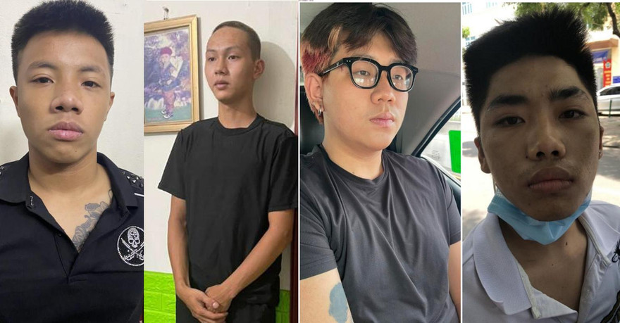 Nhóm đối tượng Khánh, Bình, Dương và Hiếu (từ trái sang)