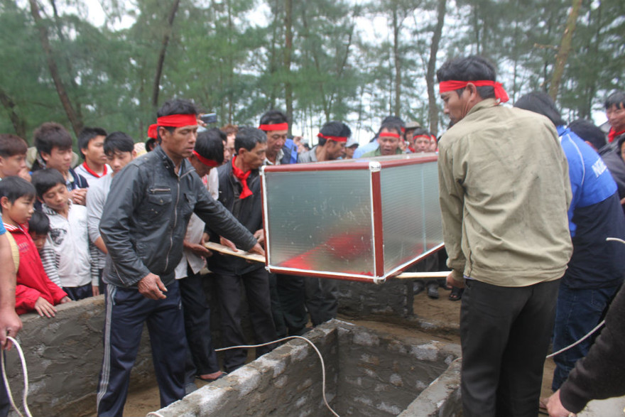 Hàng trăm người tổ chức chôn cá voi ở nghĩa địa