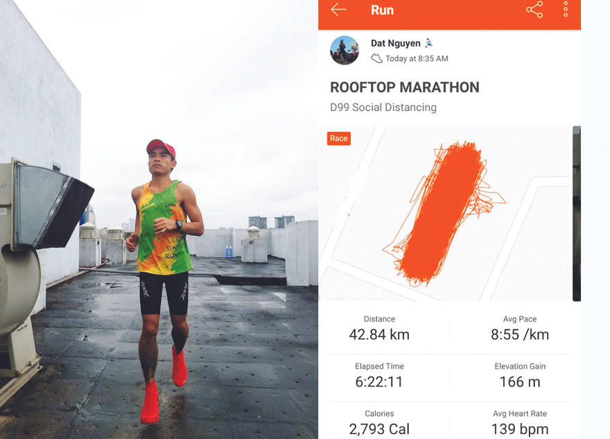 Nguyễn Đạt chạy 42km trên sân thượng chung cư