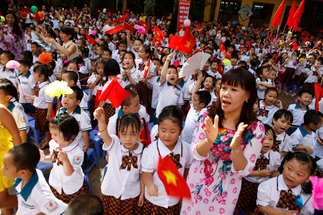 Học sinh một trường tiểu học ở Hà Nội trong ngày khai giảng Ảnh: Nhật Minh