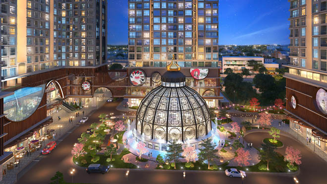 Hinode City dành nhiều diện tích cho tiện ích, cảnh quan