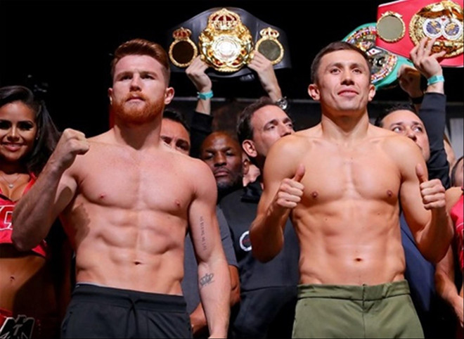 Golovkin (phải) và Alvarez sẽ tái đấu đêm nay 