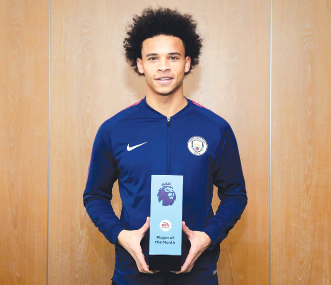 Leroy Sane lần đầu tiên đoạt danh hiệu cầu thủ xuất sắc nhất tháng ở giải ngoại hạng Anh.