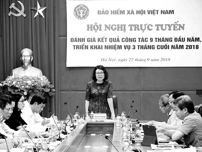 Thứ trưởng, Tổng Giám đốc BHXH Việt Nam Nguyễn Thị Minh phát biểu chỉ đạo Hội nghị 