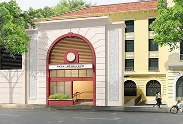 Phối cảnh cửa lên, xuống ga ngầm C9 trên cạnh hồ Hoàn Kiếm. Ảnh: T.Đảng. 