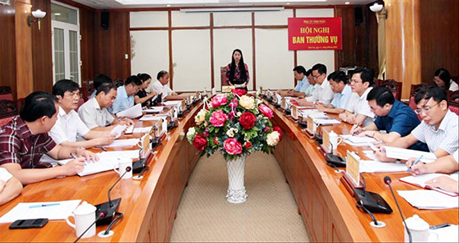 Ban Thường vụ Tỉnh ủy Vĩnh Phúc họp về đề án sáp nhập các văn phòng cấp ủy.Nguồn: VP