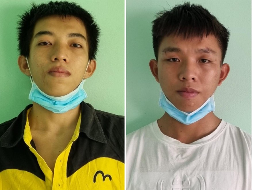 Hào (trái) và Phú tại cơ quan công an