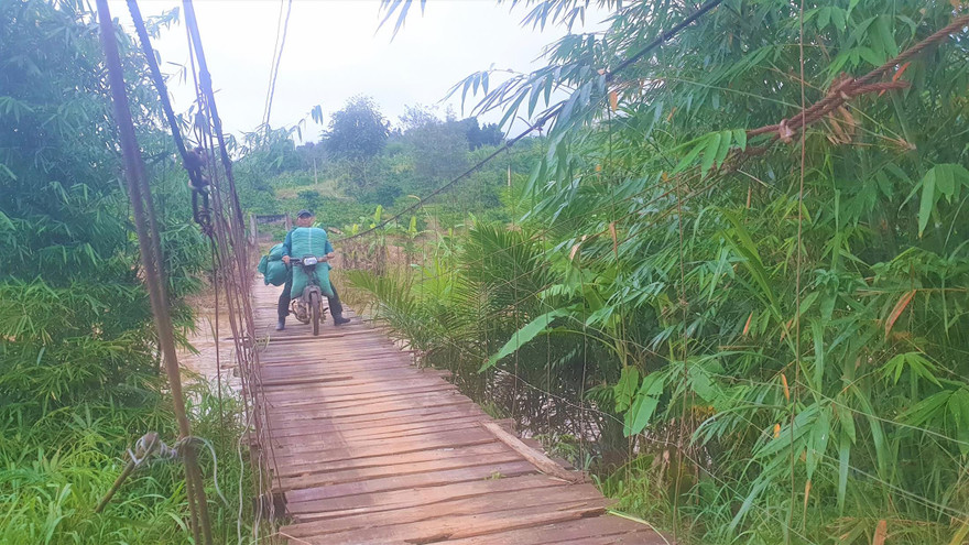 Người dân liều mình chở nông sản qua cầu Xuân Đạt 