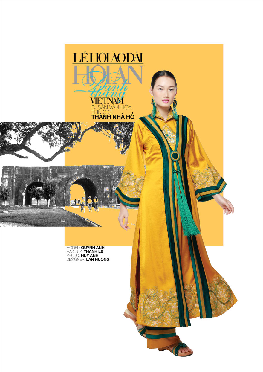 Mẫu của NTK Lan Hương, lấy cảm hứng từ Di sản Thế giới Thành nhà Hồ