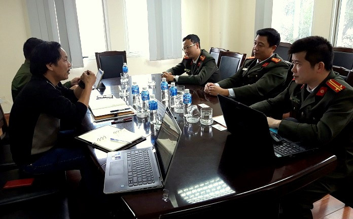 Đại diện báo Tiền Phong làm việc với Đoàn thanh tra công an tỉnh Bắc Ninh chiều 26/3