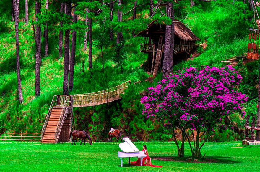 Phong cảnh trữ tình ở Làng Cù Lần tỉnh Lâm Đồng, Nam Tây Nguyên 