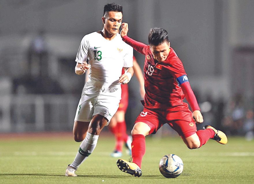 Pha đi bóng của Quang Hải trong trận Việt Nam gặp Indonesia