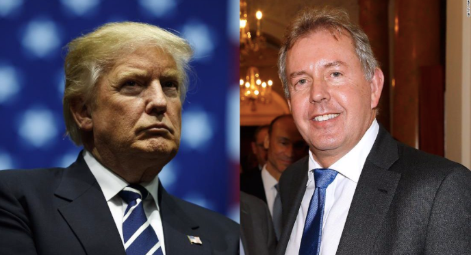Đại sứ Kim Darroch (phải) và Tổng thống Mỹ Donald Trump. Ảnh: Huffington Post 