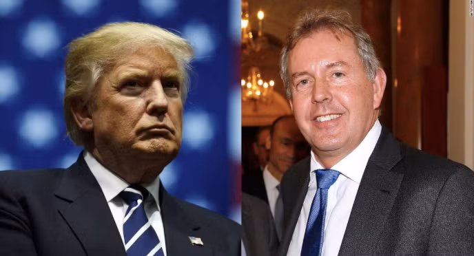 Đại sứ Kim Darroch (phải) và Tổng thống Mỹ Donald Trump. Ảnh: Huffington Post 
