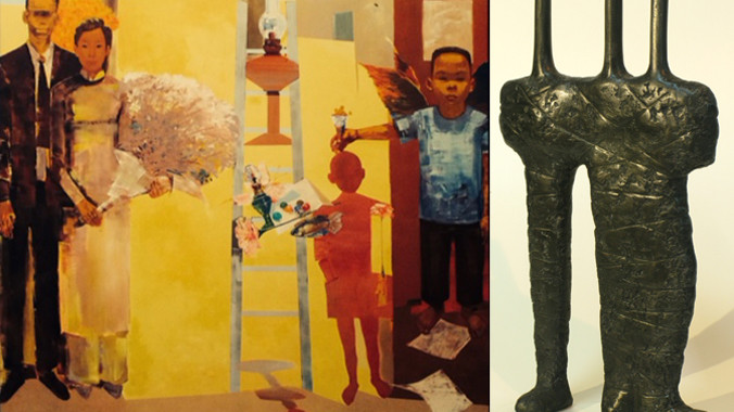 Tác phẩm hội họa của Đào Quốc Huy và điêu khắc của Khổng Đỗ Tuyền.