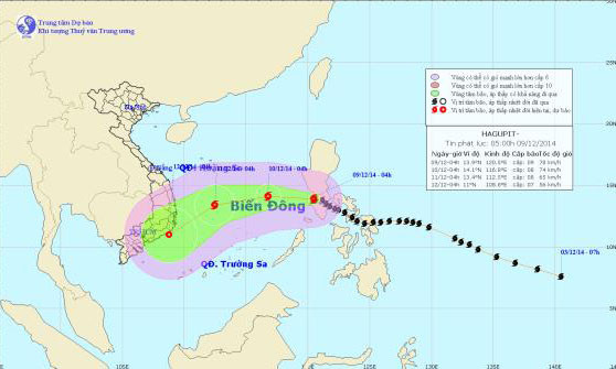 Đường đi và vị trí cơn bão