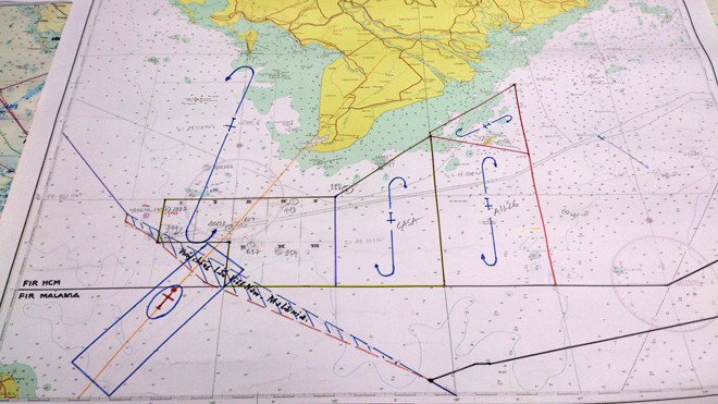 Ảnh bản đồ tìm kiếm ngày 12/3 của lực lượng cứu hộ Việt Nam. Ảnh: Tuấn Nguyễn
