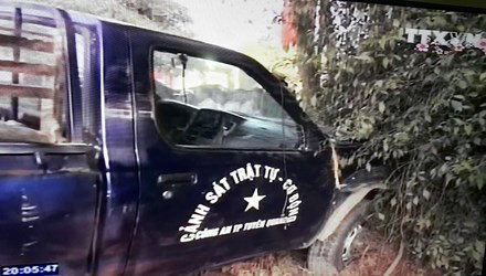 Hiện trường vụ tai nạn. Ảnh chụp từ clip