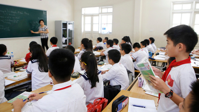 Học sinh lớp 6 Trường THCS Lương Thế Vinh trong một tiết học. Ảnh: Ngọc Châu.