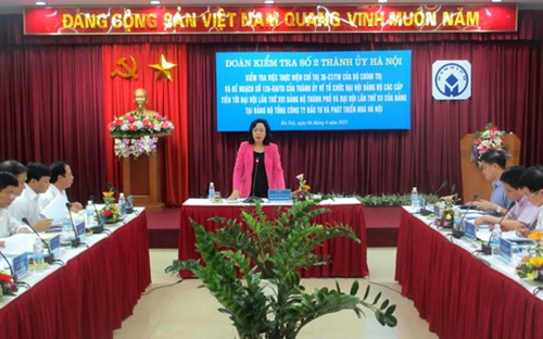 Lãnh đạo Thành ủy Hà Nội kiểm tra công tác tổ chức đại hội Đảng các cấp. Ảnh An ninh thủ đô