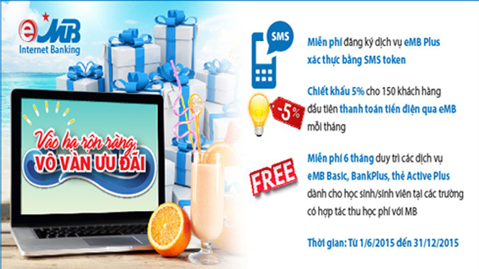 Thanh toán tiền học, tiền điện với ngân hàng điện tử eMB