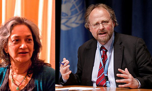 Bà Farida Shaheed và ông Heiner Beilefeldt (Ảnh: UN)