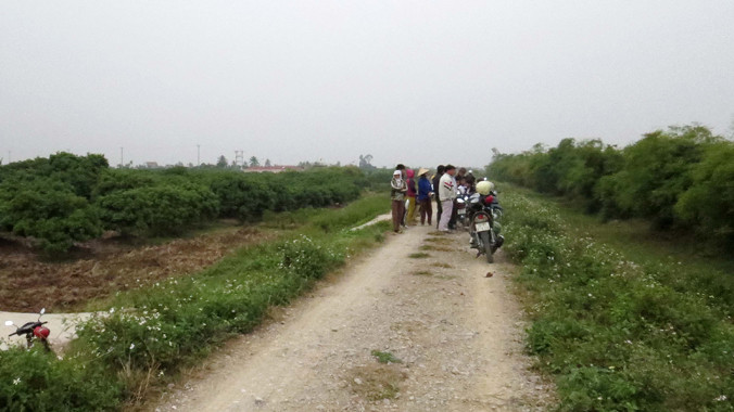 Khu vực bờ sông nơi tìm thấy thi thể cháu Hiếu.