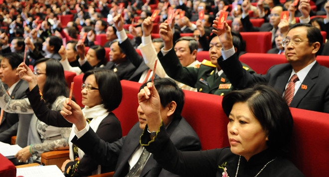 Các đại biểu tham dự Đại hội Đảng toàn quốc lần thứ XI. Ảnh: Hồng Vĩnh.