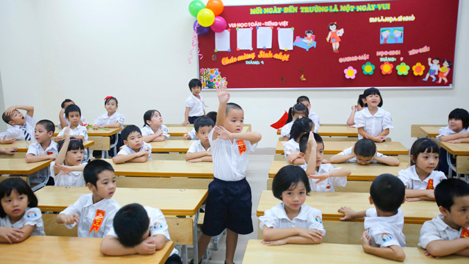 Học sinh trường Tiểu học Trần Quốc Toản - Hà Nội trong giờ học bài. Ảnh: Ngọc Châu.