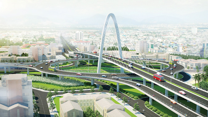 Nút giao thông Ngã Ba Huế (Đà Nẵng) do Cienco 1 thi công sẽ hoàn thành tháng 3 năm 2015.