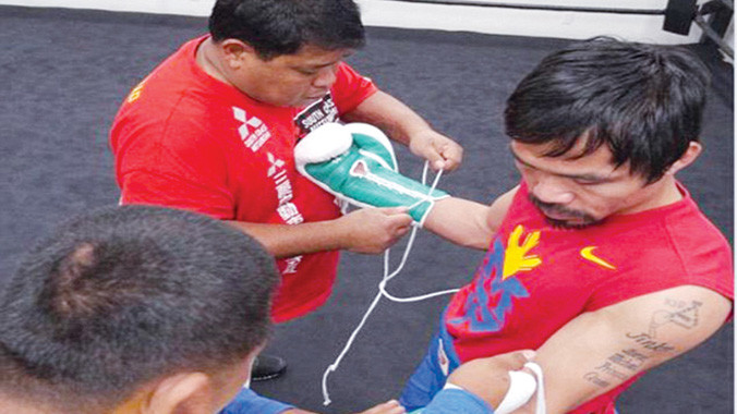 Võ sỹ Manny Pacquiao chuẩn bị cho một buổi tập. Ảnh: Instagram.