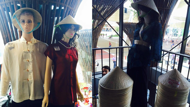 Hình ảnh và vật dụng trưng bày tại Nhà Việt Nam ở Expo Milan 2015, khá nghèo nàn và kém thẩm mỹ.