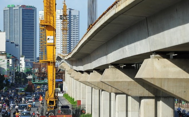 Một đoạn công trình đường sắt Cát Linh - Hà Đông. Ảnh: Zing 