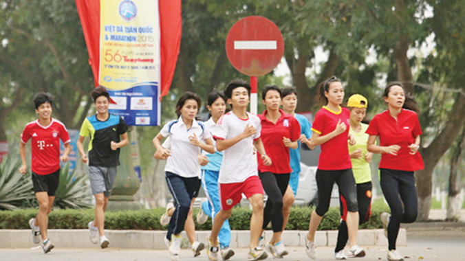 Các VĐV tích cực tập luyện trước ngày khai mạc giải tại thành phố Vĩnh Yên, tỉnh Vĩnh Phúc. Ảnh Như Ý.