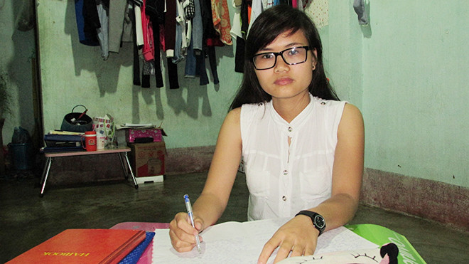 Nữ sinh Chu Thị Thắng. Ảnh : L.H.