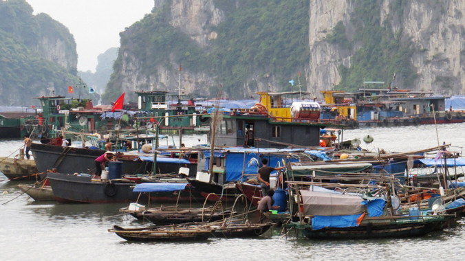 Tàu thuyền về nơi tránh trú tại khu vực TP Hạ Long.