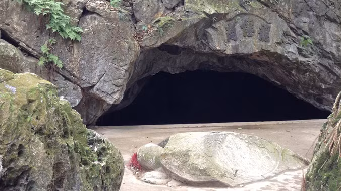 Rùa đá trước chùa Hang